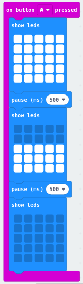 Coding `on button A pressed` with `pause`